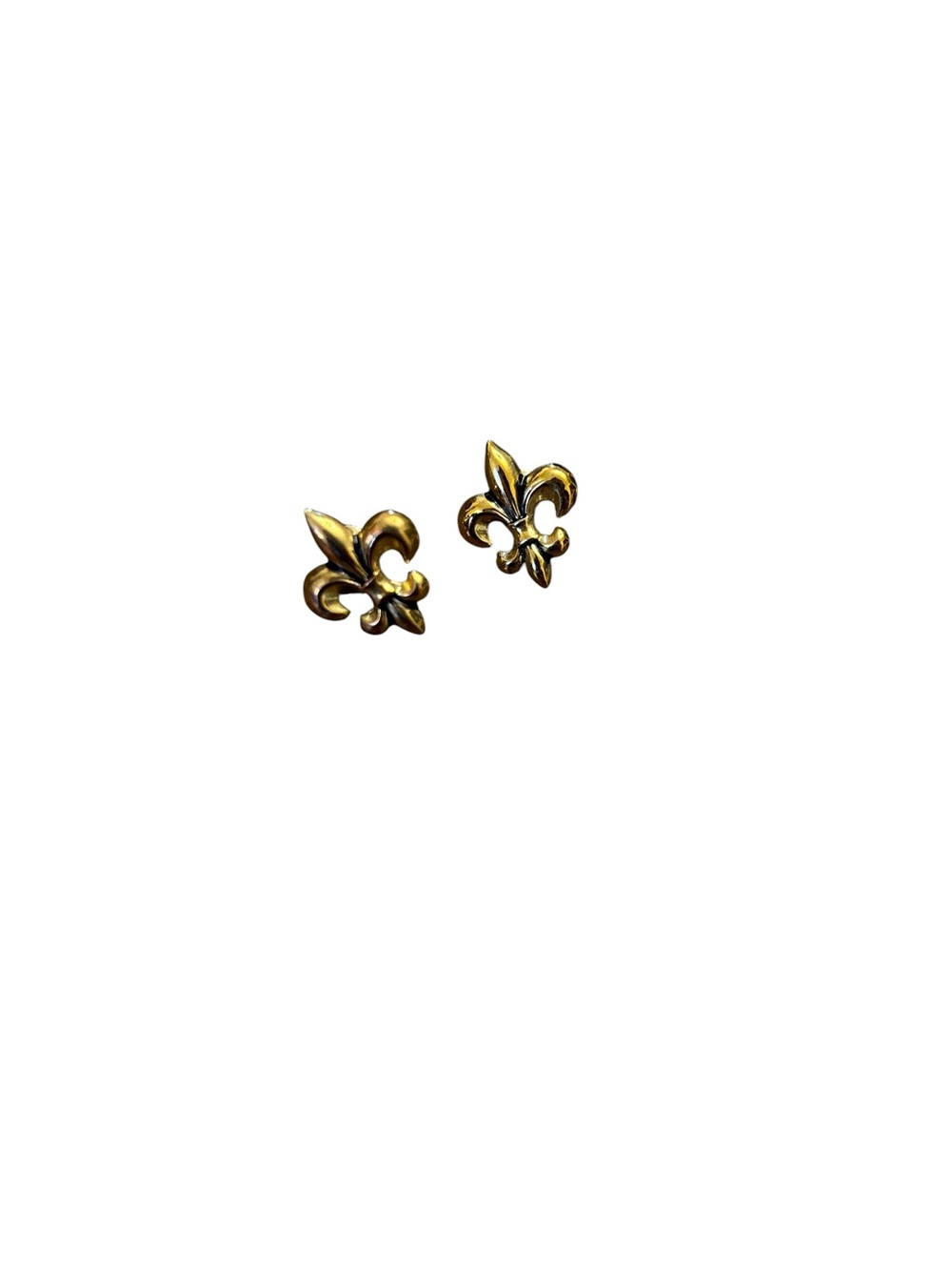 Fleur-de-Lis Stud Earrings - Gold Tone